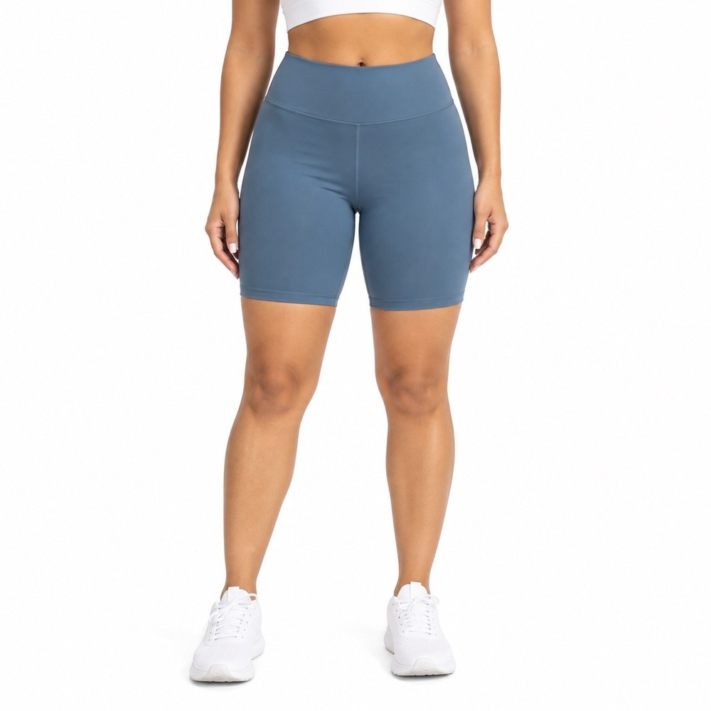 Uniqlo AIRism Women Blue High Rise Biker Shorts Size L Activewear Pockets